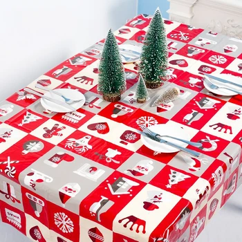 1бр коледна украса правоъгълен PVC еднократна употреба покривка печатни Лосове Дядо Коледа е коледен маса делото за домашен декор