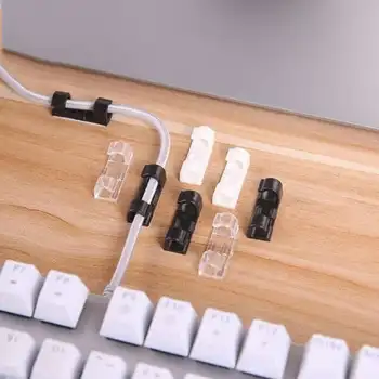20 бр/лот вискозитет кабелна тел организатор кабел спад клип чист USB зарядно устройство кабел притежателя начало на работния плот има скоба