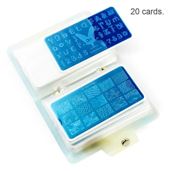 20 слота за нокти за подпечатване на притежателя организатор е подходящ 6.5*12.5 см щамповани плочи Поща на изкуството на печата карта торба стоманени плочи шаблони албум за съхранение на