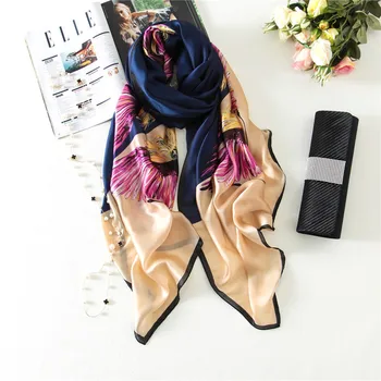 2019 нов стил есен и зима жени плаж слънцезащитен крем мода цвете шал Китай качеството на коприна дама популярен принт шалове новости.