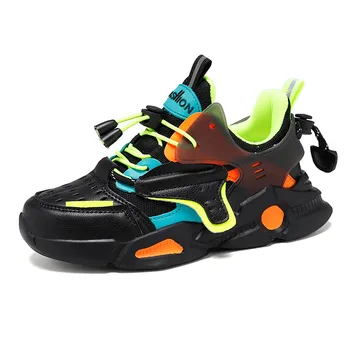 2021 Нова Детски обувки за момичета, момчета и ежедневни спортни обувки Мода Colorblock мека дишаща кожа нескользящие маратонки за деца