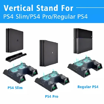 3 в 1 за PS4/PS4 Slim/PS4 PRO вертикална поставка с двойно контролер зарядно устройство станция игри за Sony Playstation 4 охлаждащ вентилатор