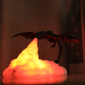 3D Print LED Night Light огнедишащ дракон космическа совалка, ракета настолна лампа за детска стая на спални и декоративни светлини Коледен подарък