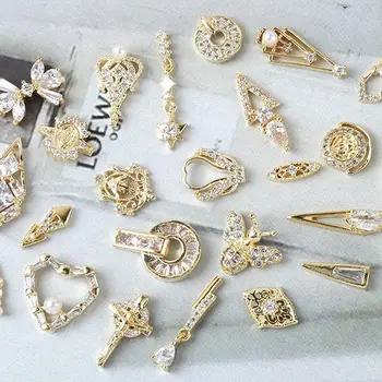 3D лук / Ангел пръстен / пеперуда нокти бижута Циркон верига маникюр луксозен Кристали, висулка метални пирони декорация на нокти окачване