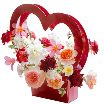 5/10Pcs Сърце Shape Portable Flower Box Bag packaging Paper Box For Wedding Party Decor Florist Handy Flower Gift Case
