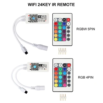 5-24V WiFi Mini RGB RGBW LED Controller With 24Key Remote APP Control For RGB RGBW RGBWW LED Strip Светлини
