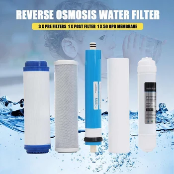 5 бр. етап 5 Ro обратната осмоза филтър смяна за пречистване на вода Картриджное обзавеждане с 50 Gpd мембранен филтър за вода комплект