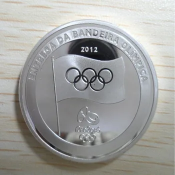 5 бр Лондон 2012 до 2016 г. Спорт Факел прехвърляне на Рио де жанейро, Бразилия със сребърно покритие Спорт играч 40 х 3 мм, магазини за бижута монета