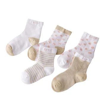 5 чифта чорапи комплект Baby Boy Girl памук карикатура бонбони цветове точка, дишащи, стилни чорапи бебе момче деца мек чорап