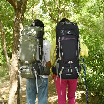 60L открит голяма раница с водоустойчив капак къмпинг пътна чанта туризъм раница раници спортна чанта катерене пакет X117A