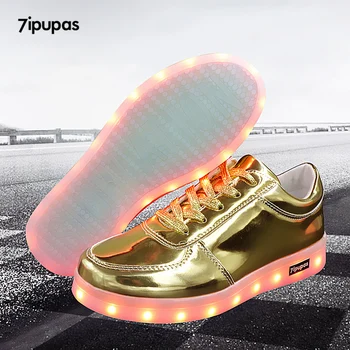 7ipupas нов Homme светещи маратонки момчета момичета Chaussures Lumineuse 11 цвята злато доведе обувки децата светещи случайни унисекс 30-44