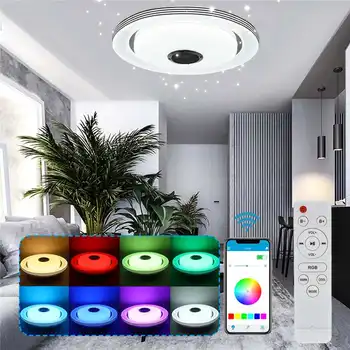 80 Watt led тавана лампа RGB Димиране музика тавана лампа дистанционно управление и приложение Flush AC220V за домашно осветление Bluetooth говорител
