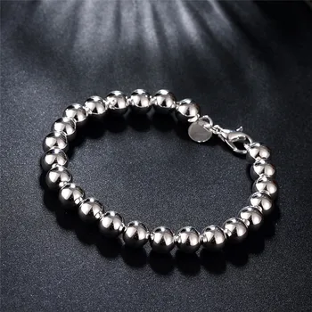 Aimarry 925 сребро 8 мм, елегантен топчета гривна-верига за жени Чар на партията сватба подаръци, Модни бижута