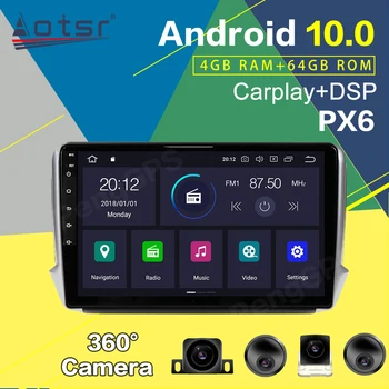 Andriod 10.0 64GB PX6 автомобилното радио GPS навигация за Peugeot 2008 208 2011-2019 мултимедиен DVD плейър авто стерео главното устройство аудио