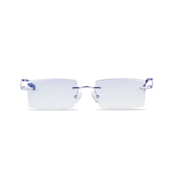 Anti Blue-Ray на Кристал Rimless очила за четене метал за мъже Oculos de Leitura Antireflective UV400 Diamond Cutting Edge+2.00