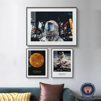 Astronaut Moon Mars Fashion Poster Universe Space Платно Wall Art Print Живопис Contemporary Art Picture Home Room Decoration