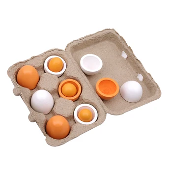 Baby Kids Pretend Play предучилищна образователна играчка дървени яйца жълтък кухня кулинария Бебе Детски Играчки, подаръци 6 бр./компл.