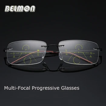 Belmon мультифокальные прогресивни очила за четене на Мъже, Жени без рамки Пресбиопические мъжки Диоптрийные очила +1.0+1.5+2.0+2.5+3.0 RS792