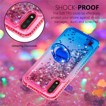 Bling liquid Glitter Ring Finger Case for Samsung Galaxy А01 А21 A51 A71 A81 A91 M60S M80S Case Stand Diamond Cover Fundas Capa