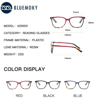 BLUEMOKY правоъгълни очила за четене за мъже жени анти-синя светлина за заключване на компютърни игри оптични очила очила за далекогледство