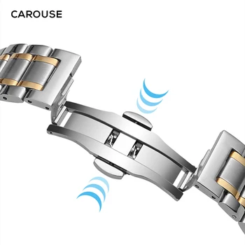 Carouse каишка от неръждаема стомана 13 мм и 14 мм и 16 мм, 18 мм, 20 мм и 22 мм, 24 мм, метална каишка за часовник линк гривна каишка за часовник черен сребро розово злато