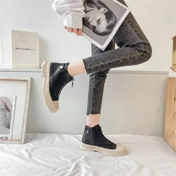 COOTELILI жените ботуши обувки 2020 мода лачена кожа 4.5 см ток през цялата чорап ботуши за жени обувки стягам Botas Mujer 35-39