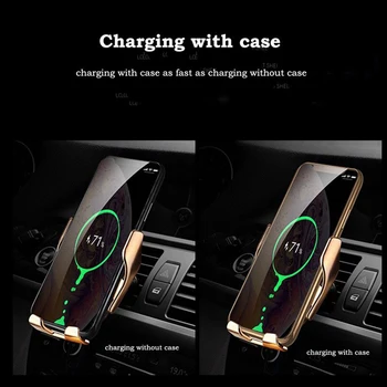 Dropship автоматично зажимать зарядно за кола 10W безжичен за iPhone и Android, Ультракрасная индукция Qi безжичен зарядно калъф телефон на автомобила