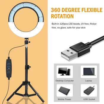 Fill Lighting Photography with Tripod Stand Camera Photo Studio Circle Led Selfie Ring Light Phone Lamp for Video Vlog Youtube