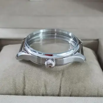 GEERVO не логото 40 мм малък пилот корпус от неръждаема стомана часовник минерално стъкло или сапфир тиква форма на короната