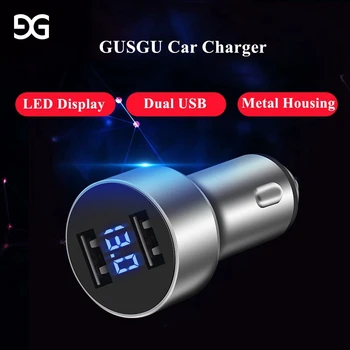 GUSGU LED Display Dual USB Car Charger Adapter 5V/3.1 A Fast Charging Phone Charger за iPhone X 8 Plus Car Charger USB Fast LED