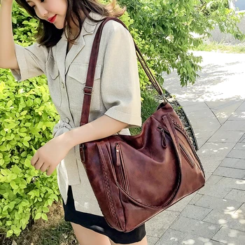 Gykaeo луксозни чанти, дамски чанти дизайнер Реколта дамска чанта от изкуствена кожа с голям капацитет Messenger чанта за рамо Bolso Mujer