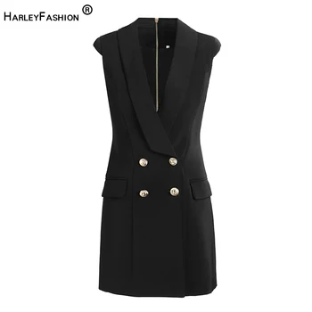 HarleyFashion Summer Sleeveless Tank Mini пряко рокля с наплечником и лампа високо качество, класически черни рокли