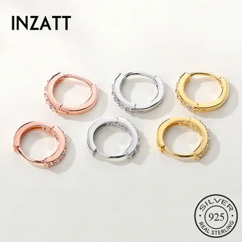 INZATT Real 925 сребро Циркон минималистичен кръг на обръч обеци за модерните жени Party Fine Jewelry 2019 аксесоари Подарък