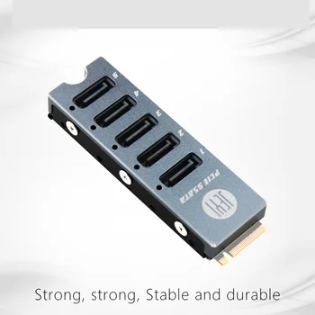 JEYI SATA Disk Array Card JMS585-Тънък 5 порта SATA3 за M. 2 Nvme PCI-E 3.0 to SATA 16G JMB585 с радиатор за ThunderBolt3