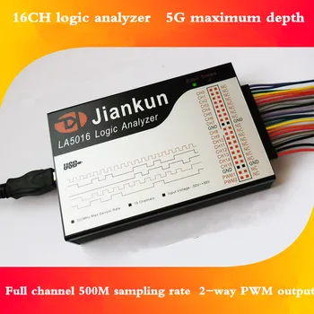 JIANKUN LA5016 PC USB Logic Анализатор 500М max sample rate 16CH 5B samples английското софтуер