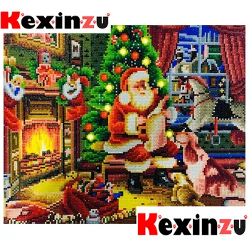 Kexinzu led светлина пълен през цялата тренировка 5D САМ Диамант живопис 3D бродерия мозайка кръстат бод 5D декор подарък 40x50cm