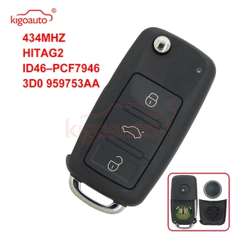 Kigoauto за VW Touareg дистанционно ключ с 3 бутона 433.9 MHZ ASK/FSK HITAG-2 ID46 PCF7946 HU66 3D0 959 753 AA 3D0 959 753 AM