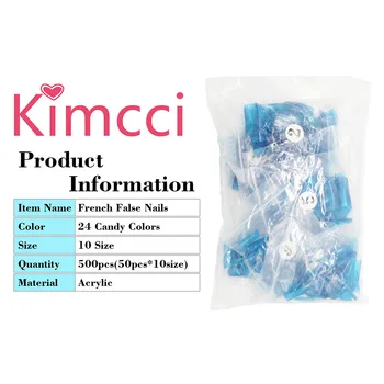 Kimcci 500 бр. / лот 24 бонбони с цвят на френски фалшиви съвети за нокти на Дъга цвят изкуствени фалшиви нокти Изкуство за красота с маникюр, грим инструменти