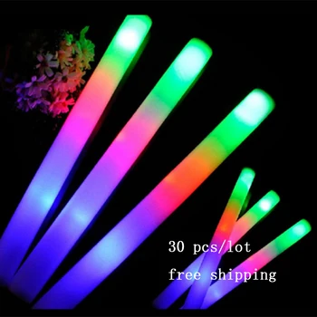 LED Colorful Foam Luminous Stick Use for Wedding with 3 Мигащи LEDLight Foam Glow Stick Party Доставки with 3 Batteries