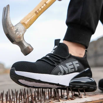 LEOSOXS дишаща защитни обувки Steel Toe Anti-smashing Steel Toe Cap Plus Size мъжете и жените удобни окото маратонки Dropshipping