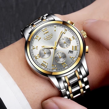 LIGE мъжки часовници Топ луксозна марка пълен стомана водоустойчив Спортен кварцов часовник мъжка мода дата часовник хронограф Relogio Masculino