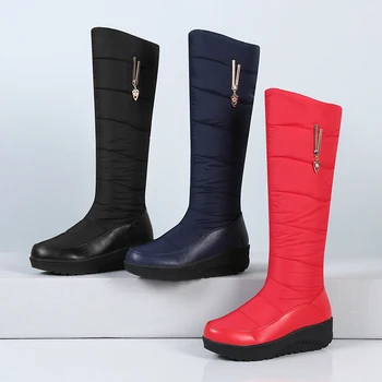 Lloprost ke snow boots дамски ботуши до коляното от изкуствена кожа и перо тъкан от краката си топли 2020 зимни плюшени ботуши