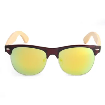 LONSY ретро бамбуковое дърво слънчеви очила Мъже, Жени брандираната дизайнерски обувки класически очила златното огледало слънчеви очила Oculos de sol masculino