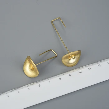 Lotus Забавни 18k Gold сладък Слама делото виси обеци истинско сребро 925 ръчно изработени дизайнерски бижута, обеци за жени