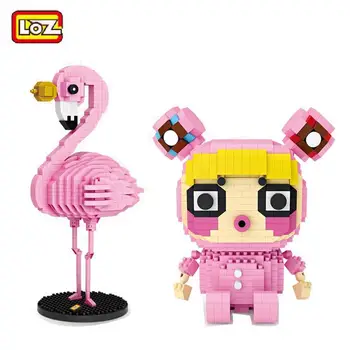 LOZ Plastic Mini Blocks Сладко Момиче and Bird Model Flamingo Pink Building Bricks Juguetes for Children Toys Kids Коледа Gifts 9206