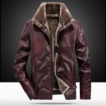 MYAZHOU 2019 зима мъжко кожено яке, кашмир подложка топло голям е размерът на кожени якета мъжка мода татко зима мъжки подарък черен