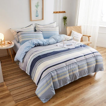 Nordic Stripes спално бельо комплект, 220x240 чаршаф с калъфка, 210x210 пухени завивки, син чаршаф, king Size Bed Set, 2020 г.