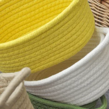 Nordic памук въже тканая кошница за съхранение с дръжки мръсни дрехи кошници за бельо, тенис на хардуер организатор аксесоари за дома