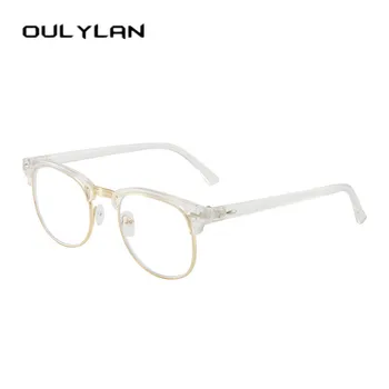Oulylan Против Blue Light Glasses Frame Women Vintage прозрачни рамки за очила Half-rim компютърни очила мъжки слънчеви очила