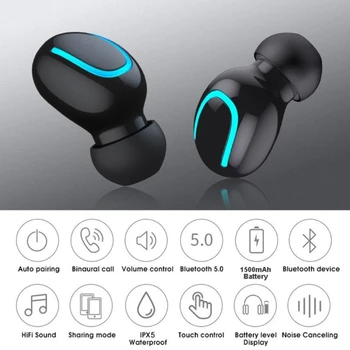 Q32 Wireless Bluetooth 5.0 TWS Mini накрайници за уши за преносим микрофон хендсфри слушалка със зарядно калъф слот за слушалки